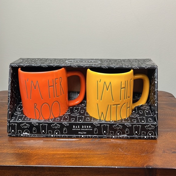Last Set - RAE Dunn “I’m Her Boo” & “I’m His Witch” Halloween Mug set - Picture 3 of 8